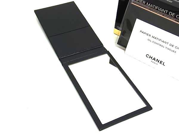 ■美品■ CHANEL シャネル ミラー付き あぶらとり紙 オイルコントロールティッシュ メイク用品 コスメ レディース ブラック系 DK0794拍卖