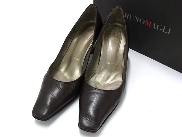 BRUNOMAGLI ブルーノマリ レザー ヒール パンプス 表記サイズ 35 1/2 (日本サイズ約22cm) 靴 シューズ レディース ブラウン系 DK0456拍卖