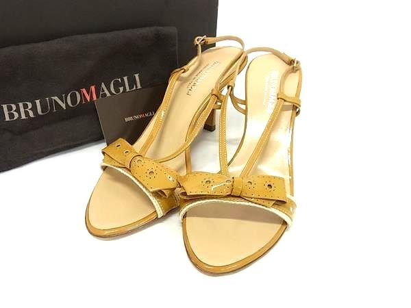 ■美品■ BRUNOMAGLI ブルーノマリ レザー サンダル 表記サイズ 38(約25.0cm) 靴 シューズ レディース ベージュ系 DK0360拍卖