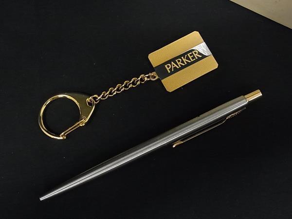 ■極美品■ PARKER パーカー ノック式 ボールペン 筆記用具 文房具 キーホルダー チャーム 2点セット シルバー系 DK0382拍卖