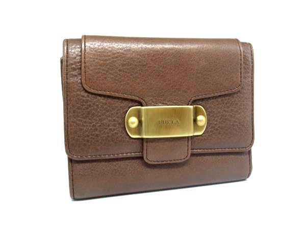 ■美品■ FURLA フルラ レザー 二つ折り 財布 ウォレット 札入れ 小銭入れ レディース ブラウン系 DJ6662拍卖