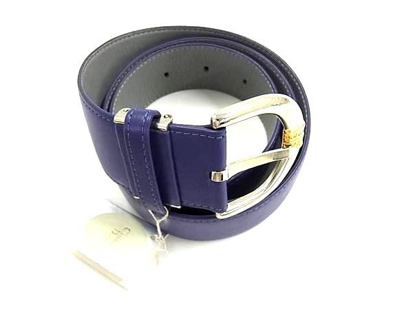 ChristianDior クリスチャンディオール レザー シルバー金具 ベルト レディース パープル系 DJ9833拍卖