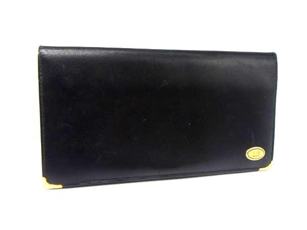 dunhill ダンヒル オックスフォード レザー 二つ折り 長財布 ウォレット 札入れ カード入れ メンズ ブラック系 DJ5548拍卖