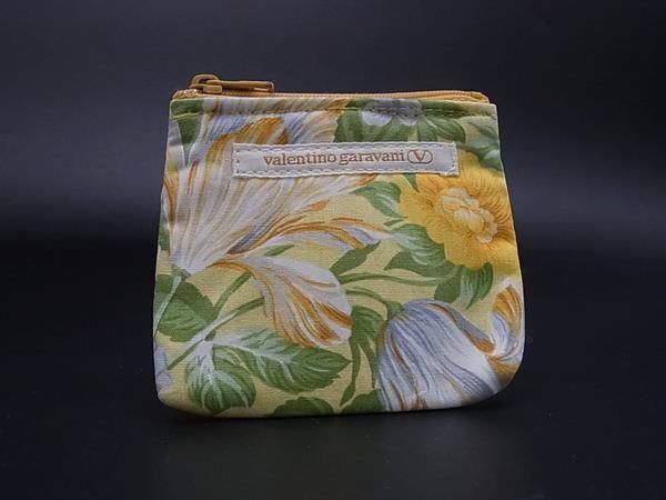 ■美品■ VALENTINO GARAVANI ヴァレンティノ ガラヴァーニ キャンバス 花柄 コインケース コインパース 小銭入れ イエロー系 DJ5069拍卖