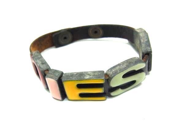 DIESEL ディーゼル レザー ロゴ ブレスレット バングル アクセサリー レディース ブラック系×マルチカラー DH8854拍卖