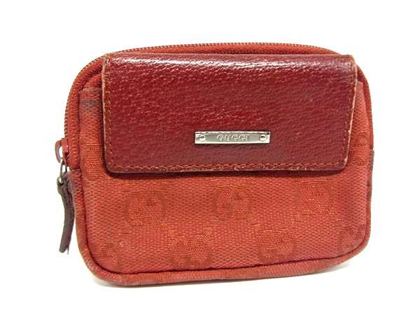 GUCCI グッチ 115251 1669 GG柄 GGキャンバス×レザー コインケース コインパース 小銭入れ メンズ レディース レッド系 DJ4542拍卖
