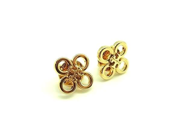 ■美品■ TORY BURCH トリーバーチ ロゴ フラワー ピアス アクセサリー レディース ゴールド系 DJ4270拍卖