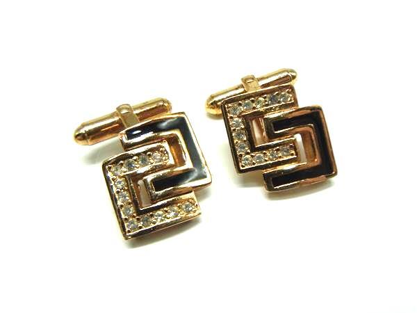 ChristianDior ディオール カフスボタン カフリンクス アクセサリー ビジネス 紳士 メンズ ゴールド系×ブラック系 DJ3972拍卖