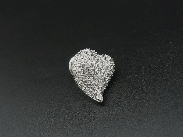 ■新品同様■ SWAROVSKI スワロフスキー ラインストーン ハート タイピン ピンバッジ レディース シルバー系 DJ3412拍卖