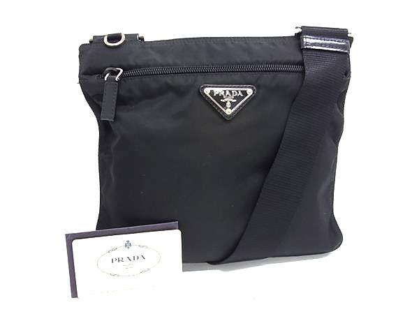 1円 ■美品■ PRADA プラダ BT0420 テスートナイロン クロスボディ ショルダーバッグ メンズ レディース ブラック系 FP9136拍卖