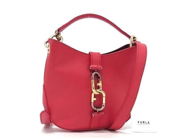 1円 ■美品■ FURLA フルラ シレナ レザー 2WAY クロスボディ ハンドバッグ ショルダーバッグ 斜め掛け レディース ピンク系 GD0104拍卖