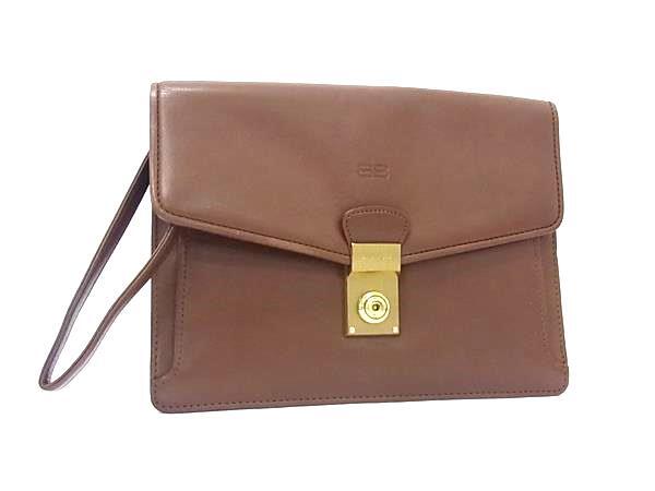 1円 BALENCIAGA バレンシアガ ヴィンテージ レザー クラッチバッグ セカンドバッグ ポーチ メンズ ブラウン系 FS7500拍卖