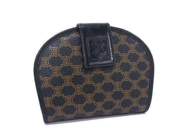 1円 CELINE セリーヌ マカダム柄 PVC×レザー 二つ折り 財布 ウォレット 小銭入れ 札入れ カード入れ レディース ブラウン系 FT2947拍卖