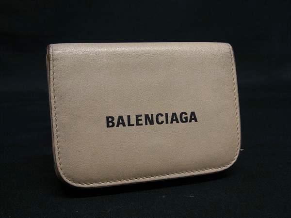 1円 BALENCIAGA バレンシアガ 593813 エブリデイ レザー 三つ折り 財布 ミニウォレット 小銭入れ 札入れ カード入れ ベージュ系 FT2017拍卖