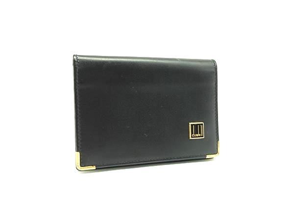 ■美品■ dunhill ダンヒル レザー カード入れ 名刺入れ カードケース パスケース メンズ ブラック系 DJ2924拍卖