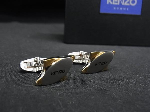 ■極美品■ KENZO ケンゾー カフス カフリンクス カフスボタン アクセサリー メンズ 紳士 ビジネス シルバー系×ゴールド系 DJ2293拍卖