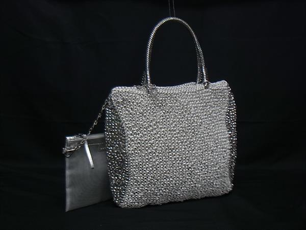 1円 ■新品同様■ ANTEPRIMA アンテプリマ ワイヤーバッグ PVCワイヤー ポーチ付き ハンドバッグ トート アイボリー系×シルバー系 FU6377拍卖