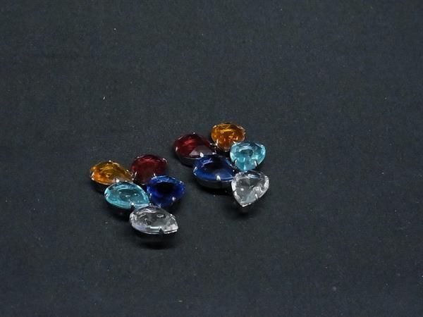 1円 GIORGIO ARMANI ジョルジオアルマーニ ラインストーン クリップ式 イヤリング アクセサリー ゴールド系×マルチカラー FV4006拍卖