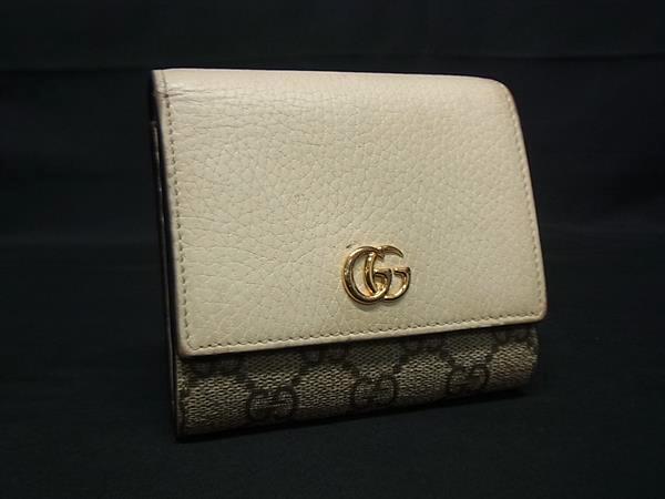 1円 GUCCI グッチ 598587 GGスプリーム GGマーモント PVC×レザー 二つ折り 財布 ウォレット 小銭入れ 札入れ アイボリー系 FT3019拍卖