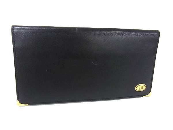 ■美品■ dunhill ダンヒル オックスフォード レザー 二つ折り 長財布 ウォレット 札入れ メンズ ブラック系 DI9756拍卖
