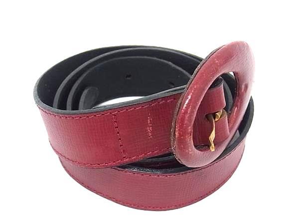 Max Mara マックスマーラ レザー ベルト 表記サイズ MEDIUM レディース メンズ レッド系 DI6311拍卖