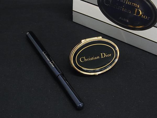 ■新品■未使用■ ChristianDior クリスチャンディオール ヴィンテージ リップブラシ ミラー 2点セット ブラック系×ネイビー系 DI5711拍卖