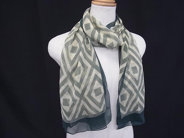 ■美品■ GIORGIO ARMANI ジョルジオアルマーニ スカーフ ストール ショール レディース グリーン系 DI4069拍卖