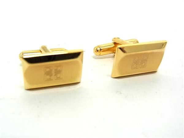 ■美品■ GIVENCHY ジバンシィ ロゴモチーフ カフスボタン カフスリンクス アクセサリー ビジネス 紳士 メンズ ゴールド系 DH9600拍卖