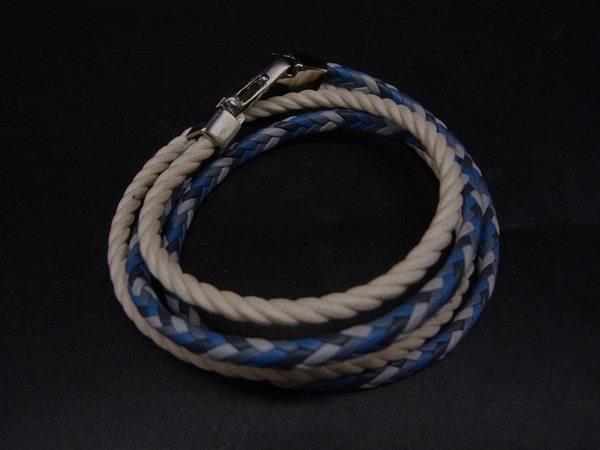 DOLCE&GABBANA ドルチェ&ガッバーナ レザー 2連ブレスレット アクセサリー レディース メンズ ブルー系×ホワイト系 DJ9183拍卖