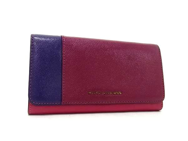 ■美品■ MARC JACOBS マークジェイコブス レザー 二つ折り 長財布 ウォレット 札入れ 小銭入れ レディース ピンク系 DI8059拍卖