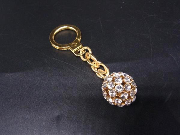 ■美品■ kate spade ケイトスペード ラインストーン キーホルダー バッグチャーム キーチャーム ゴールド系×シルバー系 DK3989拍卖