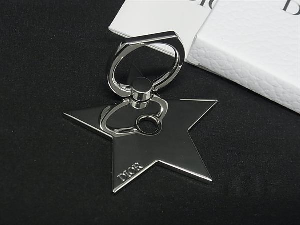 ■極美品■ ChristianDior クリスチャンディオール スター 星 スマホリング バンカーリング レディース メンズ シルバー系 DK3023拍卖