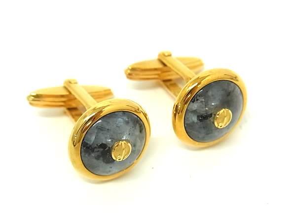 ■極美品■ dunhill ダンヒル カフスボタン カフリンクス アクセサリー ビジネス 紳士 メンズ ゴールド系×グレー系 DK3545拍卖