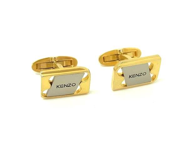 ■美品■ KENZO ケンゾー カフス カフスボタン カフリンクス アクセサリー ビジネス 紳士 メンズ ゴールド系×シルバー系 DK3577拍卖