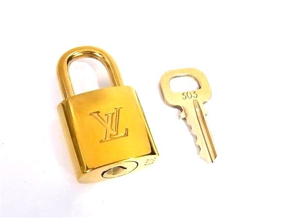 ■美品■ LOUIS VUITTON ルイヴィトン カデナ 南京錠 パドロック 303 鍵 キー ゴールド系 DJ9575拍卖