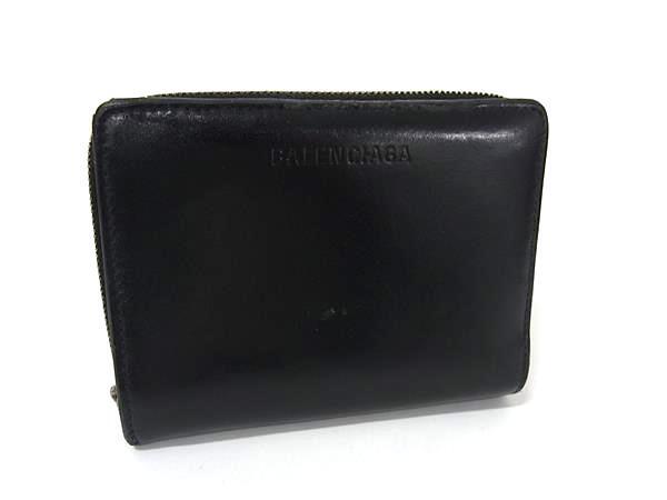 BALENCIAGA バレンシアガ 664042 レザー 二つ折り 財布 ウォレット レディース ブラック系 DK2443拍卖
