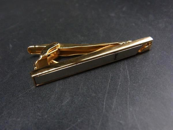 ■美品■ YVESSAINTLAURENT イヴサンローラン ネクタイピン タイクリップ アクセサリー ビジネス メンズ シルバー系×ゴールド系 DK4761拍卖