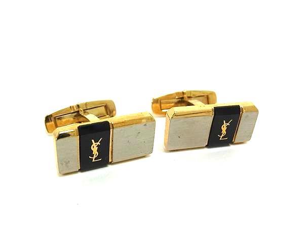 ■美品■ YVESSAINTLAURENT イヴサンローラン ヴィンテージ カフスボタン カフリンクス アクセサリー メンズ ゴールド系 DK8313拍卖