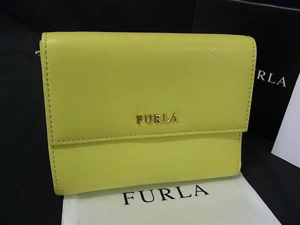 FURLA フルラ レザー 二つ折り 財布 ウォレット 札入れ 小銭入れ レディース イエロー系 DK4366拍卖