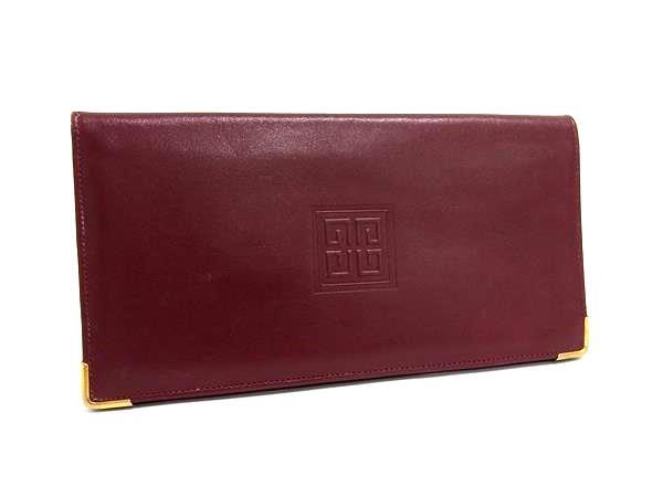 GIVENCHY ジバンシィ レザー 二つ折り 長財布 ウォレット 札入れ カード入れ レディース メンズ ボルドー系 DK4513拍卖
