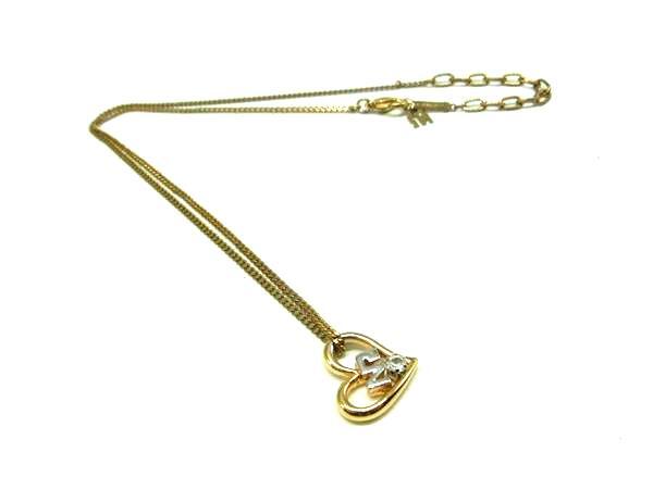 ■美品■ NINA RICCI ニナリッチ ハート ラインストーン ネックレス ペンダント アクセサリー レディース ゴールド系 DK4568拍卖