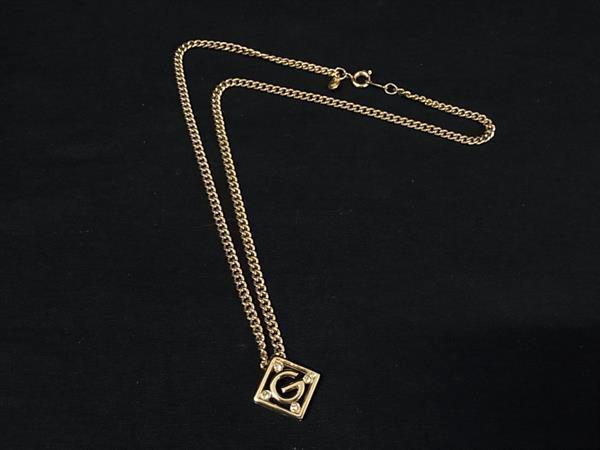■美品■ GIVENCHY ジバンシィ ラインストーン ネックレス ペンダント アクセサリー レディース ゴールド系 DK7940拍卖