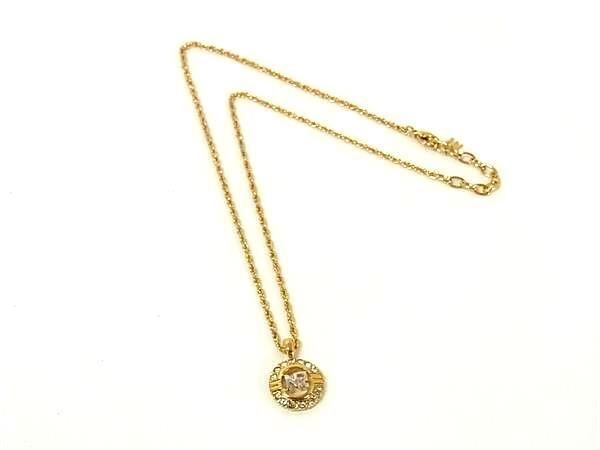 ■美品■ NINA RICCI ニナリッチ ラインストーン ネックレス ペンダント アクセサリー レディース ゴールド系×シルバー系 DK4624拍卖