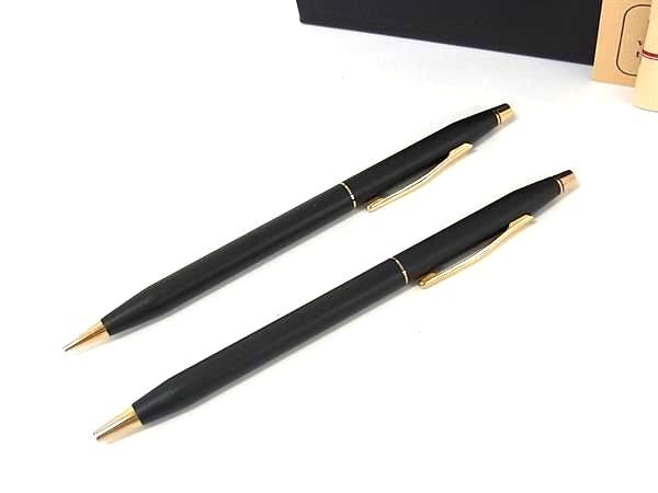 ■極美品■ CROSS クロス ツイスト式 ボールペン シャープペンシル 筆記用具 文房具 2点セット メンズ レディース ブラック系 DK3340拍卖