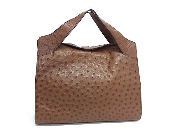 1円 ■極上■本物■JRA公認■美品■ ZAO ザオー オーストリッチ ハンドバッグ トートバッグ レディース ブラウン系 GA6125拍卖