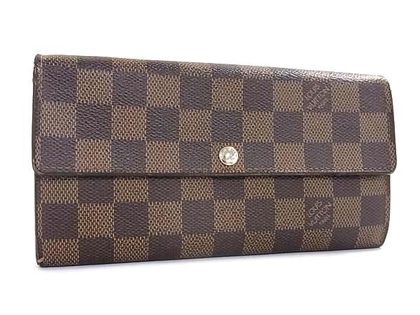 1円 LOUIS VUITTON ルイヴィトン N61734 ダミエ ポルトフォイユ サラ 二つ折り 長財布 ウォレット 小銭入れ 札入れ ブラウン系 GA6281拍卖