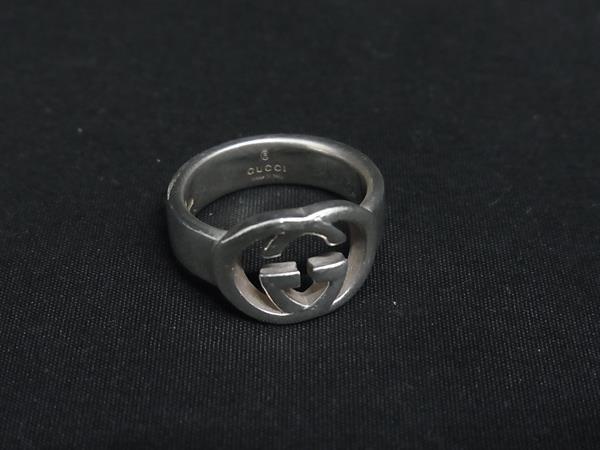 1円 GUCCI グッチ インターロッキングG SV925 リング 指輪 アクセサリー 約8号 メンズ レディース シルバー系 FU5848拍卖
