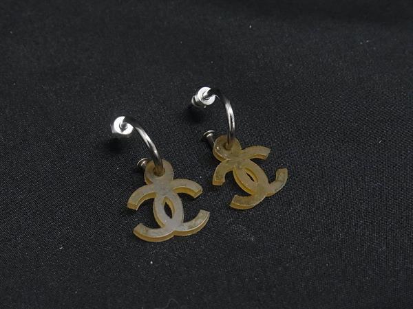 1円 CHANEL シャネル ココマーク フープ ピアス アクセサリー レディース メンズ シルバー系×イエロー系 FP9094拍卖