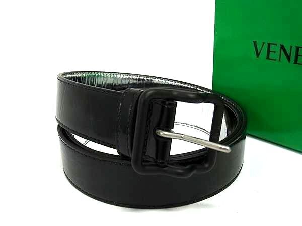 1円 ■美品■ BOTTEGA VENETA ボッテガヴェネタ レザー ベルト 表記サイズ 95CM 38IN メンズ レディース ブラック系 FU7124拍卖