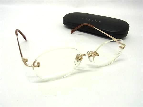 1円 ■美品■ CELINE セリーヌ CL-283 リムレス 度入り メガネ 眼鏡 めがね レディース メンズ シルバー系 FP9314拍卖